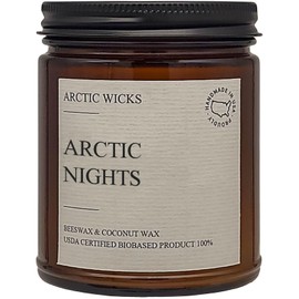 Arctic Nights | Arctic Wicks Handmade Scented Coconut Beeswax Candles | Natural Coconut Beeswax 9oz Amber Jar | Farmhouse Candles High-Quality Wax Non-Toxic Clean Burn 100% USDA Certified Biobased