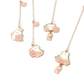 Leadigol 4 Pieces Rabbit Bookmark,Metal Flower Bookmark Set,Cute Unique Bookmarks with Chain,for Book Lovers Friends Readers Graduation Gifts