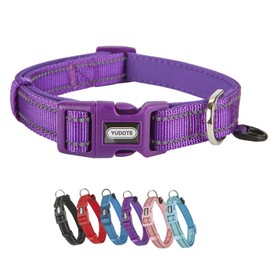YUDOTE Dog Collar Strong, Reflective Nylon Fabric with Soft, Comfortable, Neoprene Padded Lining for Daily Use of Large Dogs, Purple