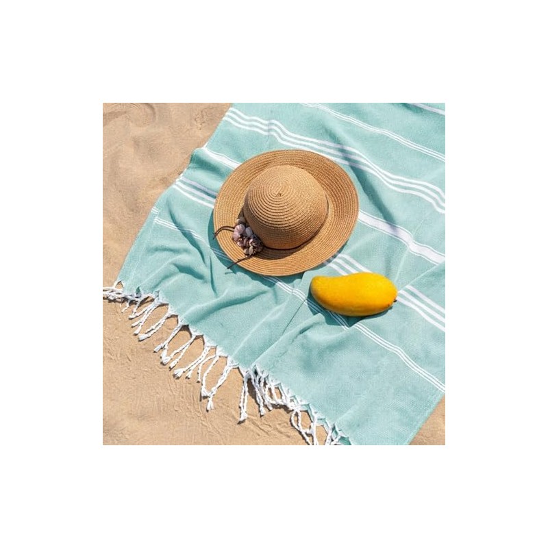 Aegero Quick Dry Sand Free Turkish Beach Towel - Aqua