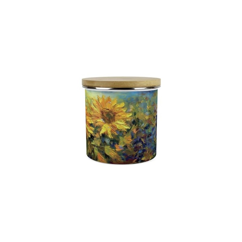 Purely Home Painted Sunflowers Coffee Storage Canister - Van Gogh