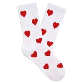 American Trends Cute Heart Socks for Women Pattern Crew Socks Novelty Aesthetic Couple's Socks Heart Socks White