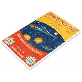 Decor Space Missile Firecracker 4th July Fireworks Retro USA Wall Décor Metal Tin Sign