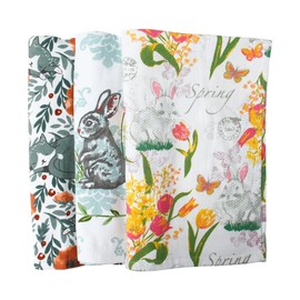 Aosome 3 PCS Funny Kitchen Towels Bunny Cat Tea Towels Dish Towels 18 x 28