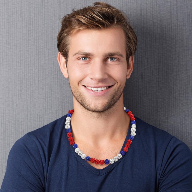 Baseball Beaded Necklace for Men Boys,Bling Baseball Necklace with Baseball