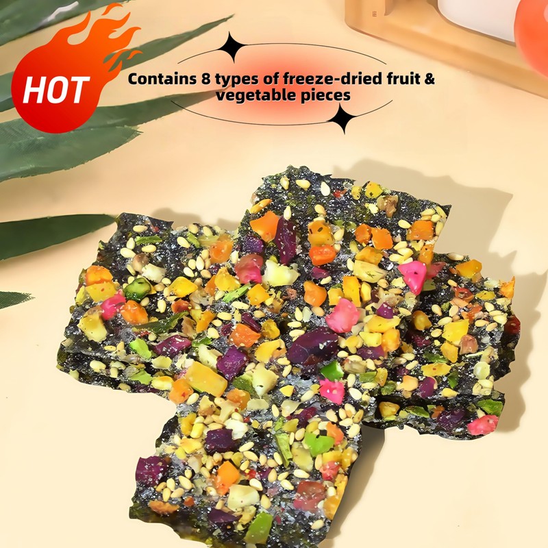 Premium Seaweed Crisps with Mixed Vegetables and Fruits: Topped with
