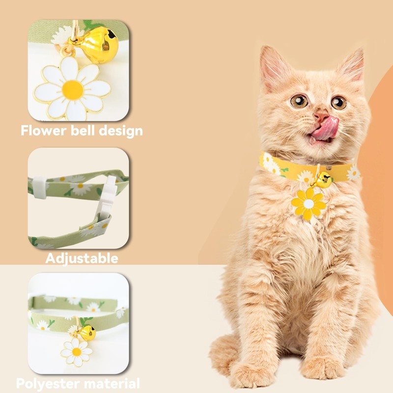4Pcs Unique Daisy Cat Collar Lovely Comfortable Quick Release Kitten