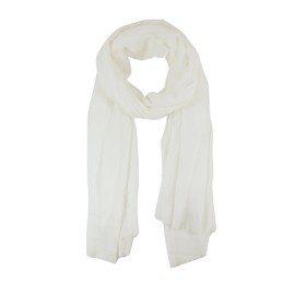 fashionchimp Women's Scarf with Fringe Hem, Airy, Light Summer Quality, Airy, Soft Summer Scarf, White