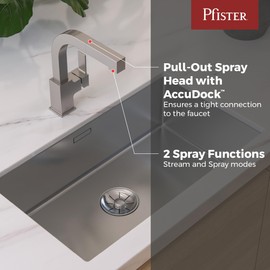 Pfister Arkitek Kitchen Faucet with Pull Out Sprayer, Single Handle, High Arc, Stainless Steel Finish, LG534LPMS