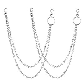 Kulannder 2 Pieces Pants Chains, Silver Double Layer Jean Chain Punk Gothic Metal Belt Chain Jean Chain Biker Trouser Chain Accessory for Men Women(Length 65 cm)