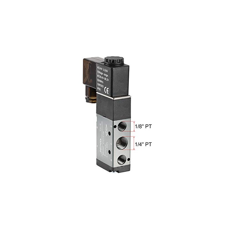 uxcell AC 24V 5 Way 2 Position 1/4" PT,Pneumatic Air
