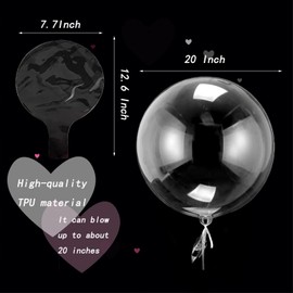 10 PCS Light Up Led Balloons, 20 Inches Clear Helium Bobo Balloons, Glow Bubble Balloons with 10 PCS String Lights for Valentines Day, propose marriage, Wedding, Birthday Party Decoration (Red)