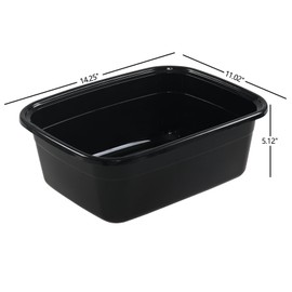 Knifefish 12 Quart Plastic Wash Basin Dish Pan Tub, 4 Packs, Black