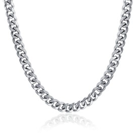 Heavy Duty Biker Jewelry Men Solid Curb Link Chain Necklace Silver Tone Stainless Steel 30 Inch 10MM