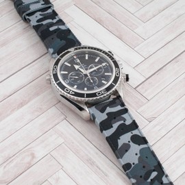 StrapHabit Quick Release Tropical Style FKM Rubber Watch Strap Band 18mm, 19mm, 20mm, 21mm, 22mm (Gray Camo, 22mm)