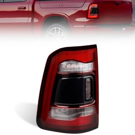 KAKSEY For Dodge Ram 1500 Tail Light Assembly 2019 2020 2021 2022, Black Smoke LED Rear Light Brake Lamp Without Blind Spot Replace CH2800216 (Left Driver Side)