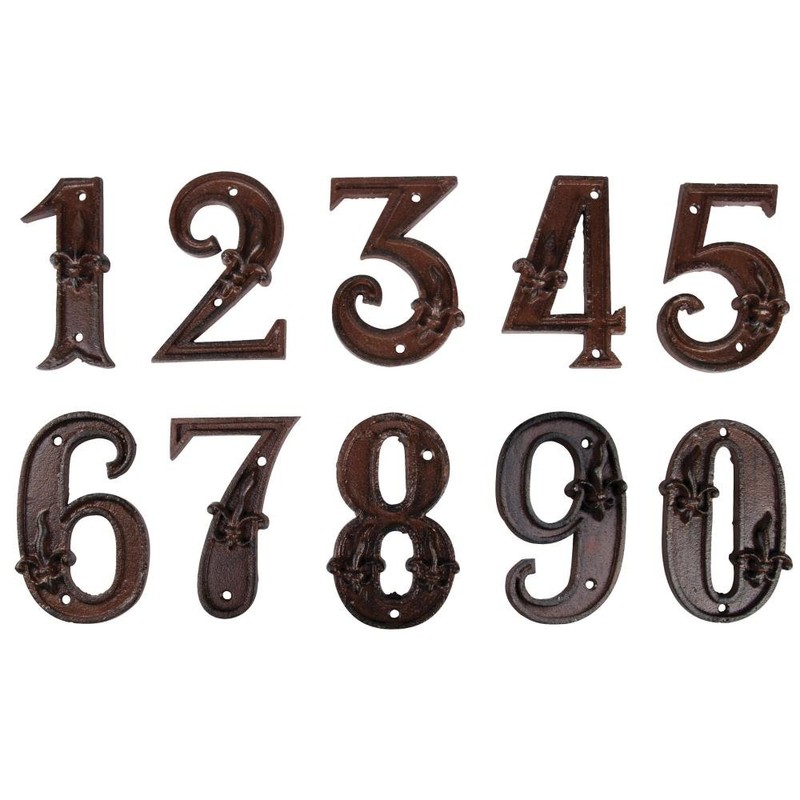 Esschert Design Cast Iron House Number, Rust Brown, 7.7 x