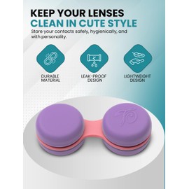 SPORTS WORLD VISION 3PC Purple Macaroon Contact Lens Case | Compact, Portable & Leakproof Contact Lens Holder | Durable, Travel-Friendly Contact Lens Solution Box with Same Color Set
