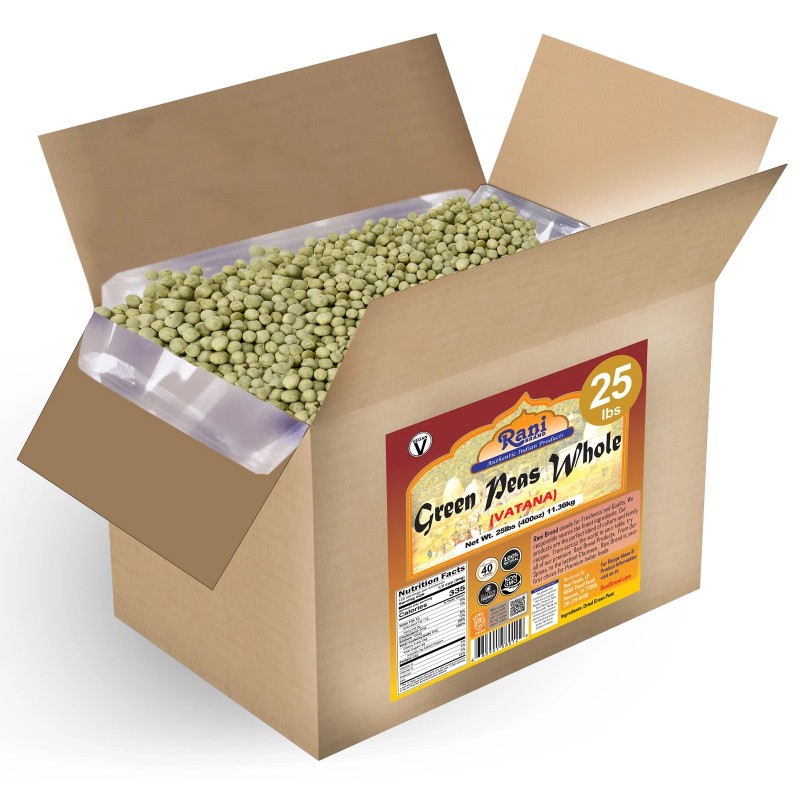 Rani Green Peas Whole, Dried Marrowfat Peas, Vatana, Matar)400oz (25lbs)