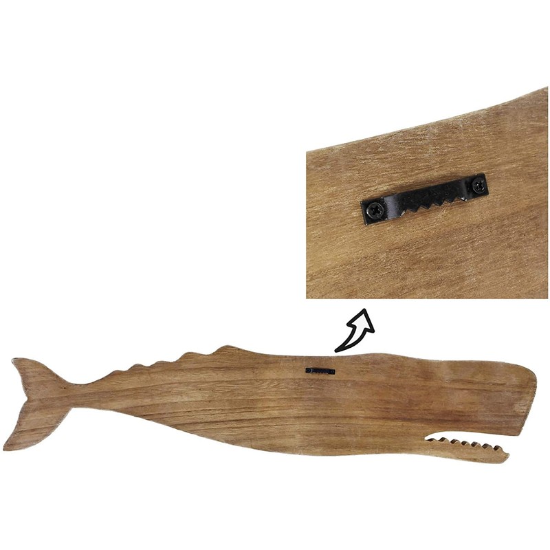 Wooden Fish Wall Decor-Rustic Nautical Handcrafts Whale Sculpture Beach Theme