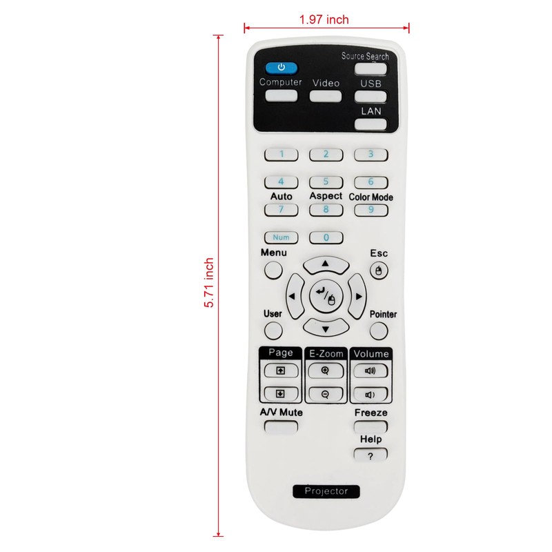Universal Projector Remote Control Compatible for Epson BrigHtLink,Powerlite Series,Home Cinema,EX/EB/VS/EMP