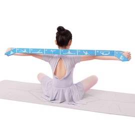 Dance Elastic Training Band with 8 Loops, 2-Pack, Adjustable Stretch Band for Ballet, Latin, Gymnastics (Purple+Blue)