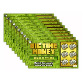 Larkmo Prank Gag Fake Lottery Tickets Big Time Money 10 Tickets, Each Wins $25,000
