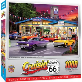 MasterPieces - 1000 Piece Jigsaw Puzzle, Route 66 Pitstop, Fun for Adults, Family, Kids, 19.25" x 26.75"