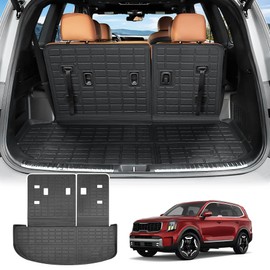 Cargo Mat Compatible with 2020-2025 Kia Telluride Accessories Cargo Liner Trunk Backrest Mat TPE All Weather Back Seat Cover Protector