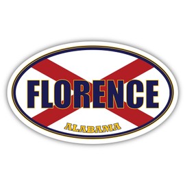 Florence City Alabama State Flag | AL Flag Lauderdale County Oval State Colors Reflective Sticker Car Decal 3x5 inches