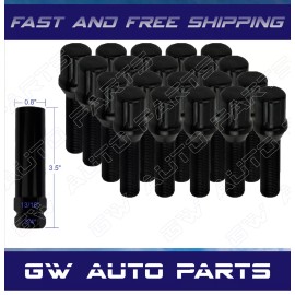 BWA 20 Black 14x1.25 Spline Cone Seat Lug Bolts 28mm/1.10" + Key Fit Toyota Supra