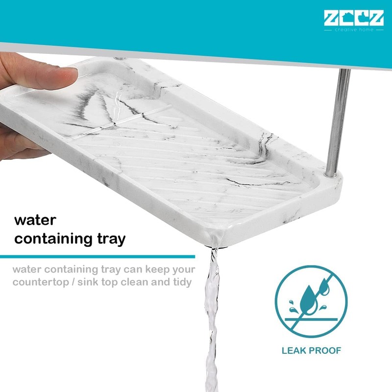 zccz Sponge Holder - Kitchen Sink Organizer Tray Stainless Steel