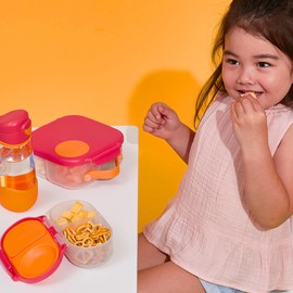 b.box Mini Lunch + Snack Containers (Strawberry Shake): 2-Pack Set Includes Lunch Box (4 1/4 Cup Capacity) & Snack Box (1 3/4 Cup Capacity). Easy Open Bento Containers, School Supplies