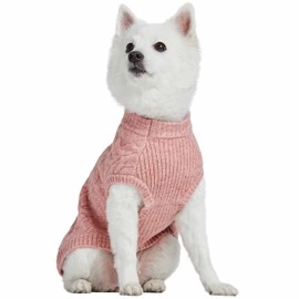 Blueberry Pet 2021/2022 New Classic Fuzzy Textured Knit Pullover Crew-Neck Dog Sweater in Rainbow Pink, Back Length 12", Pack of 1 Clothes for Dogs