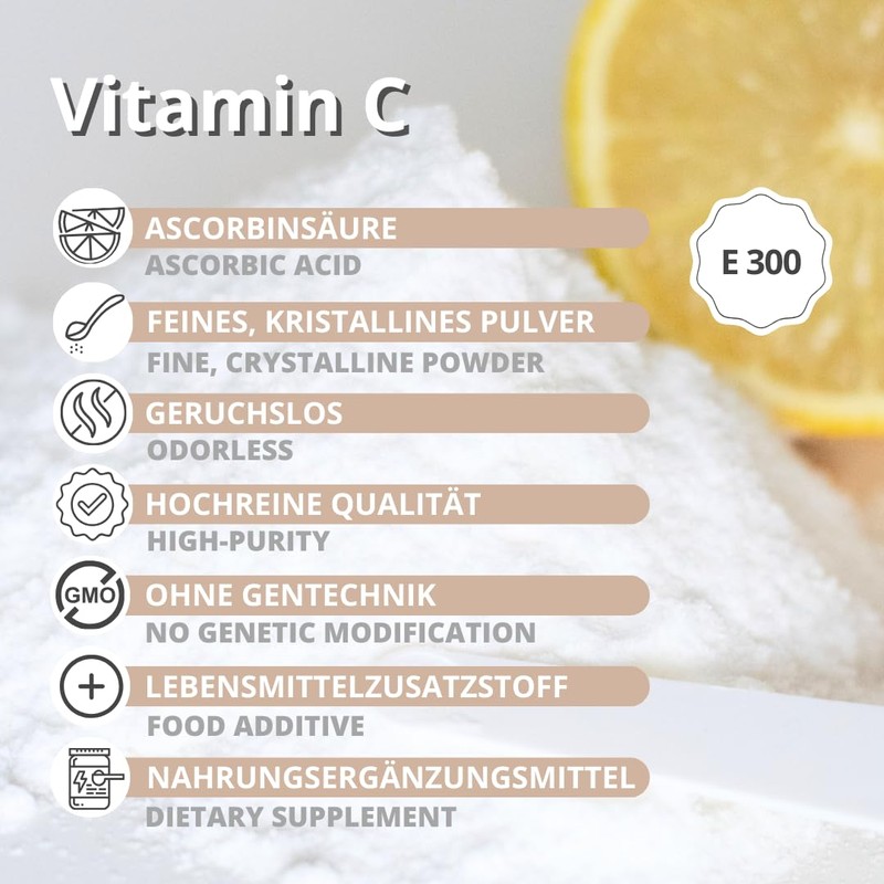Vitamin C Pulver 100g reine Ascorbinsäure in Lebensmittelqualität E 300