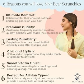 SILVR BEAR Luxury Satin Skinny Scrunchies, Small Satin Hair Ties for Fine Hair, Scrunchies for Women and Girls, Vegan Softer than Silk Hair Ties, 6 pa