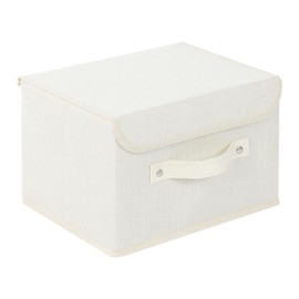 ENUMAIL Storage Boxes, Collapsible Storage Bins with Lids, Cotton and linen cloth Storage Baskets Washable with Handle, for Books, Closet, Bedroom, Home, 10.2x7.9x6.7 in, Beige