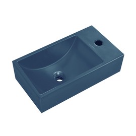 Swiss Madison Lisse 16" Concrete Rectangle Wall-Mounted Sink with Right Side Faucet Mount in Matte Royal Blue
