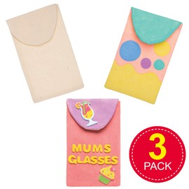 Baker Ross AT410 Make Your Own Glasses Case - Pack of 3, Blank Canvas Fabric Sleeves for Glasses