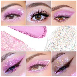 Matte Shimmer purple pink Eye Shadow Palette Makeup,Eyeshadow Long Lasting Waterproof Cruelty-Free, 9 Blendable Shades in Smooth Matte and Shimmer Finishes with Gorgeous Pearls for woman