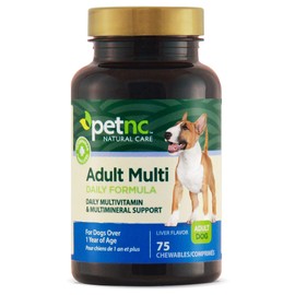 Petnc Natural Care Adult Multi Chewables (75 Count), Daily Dog MultiVitamin & Multimineral Support, Includes Zinc, Magnesium & More, Supports Overall Health, For Dogs 1+ Year, Liver Flavor