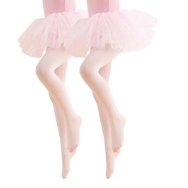 Daydance - Medias de ballet profesionales con pies para niños pequeños, niñas, mujeres, 1/3 pares de 60 negadores, Peach Pink 2 Pairs, 3-5 Años