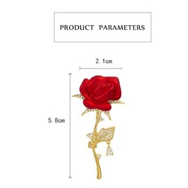 Rhinestone Red Rose Flower Brooch for Women Floral Lapel Pin Wedding Party Badge Wedding Bouquet Brooches Pin for Ladies to Birthday Party