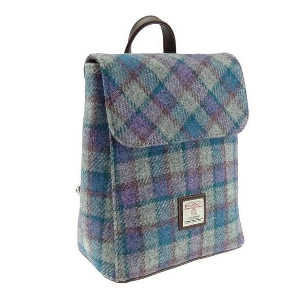 Glen Appin LB1213 - Mochila de tweed escocesa «Tummel» en tartán multicolor, Cuadros azules/morados en gris - Col98, Una talla, Mochilas