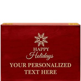 Crown Awards Happy Holidays Rosewood Humidor Gift, Customize with Your Own Text Engraving Prime
