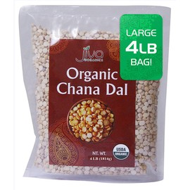 Jiva Organics Organic Chana Dal Indian 4 Pound Bag - Non-GMO Pesticide Free Premium Quality Yellow, 64 Oz