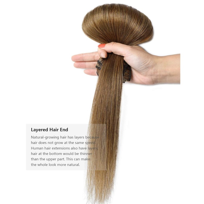 ROSEBUD Clip in Hair Extensions REMY Human Hair Light Brown