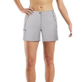33,000ft Pantaloni corti da trekking, da donna, elasticizzati, leggeri, estivi, UPF50+, per escursioni, campeggio, viaggi, grigio argentato, 52