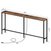 MAHANCRIS Skinny Console Table with Power Outlets, 63" Narrow Sofa