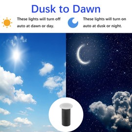 CHNXU LED Outdoor Deck Lights with Photocell, Φ1.18in RGB 10 Pack Black, Low Voltage 12V IP67 Waterproof, Multi Color Changing Remote Dimmable, Electric Wired Recessed Stair Step Landscape Lighting